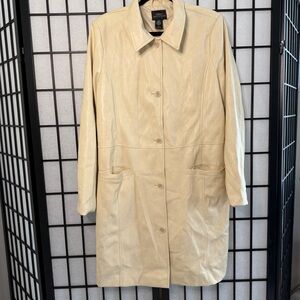 Urban Outfitters Long Faux Leather Cream Women's Coat L